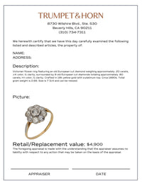 Victorian diamond 18k yellow gold and platinum flower ring