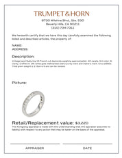 Vintage French cut diamond 14k white gold wedding band