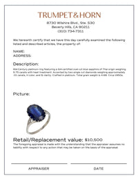 GIA 5.75 carat oval cut sapphire diamond platinum ring