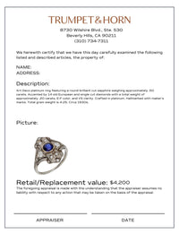 Art Deco sapphire diamond platinum ring