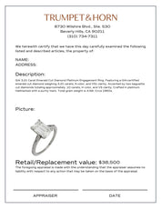 GIA 3.21 carat emerald cut diamond platinum engagement ring