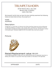 Vintage GIA 1.11 carat pear cut diamond 14k yellow gold ring
