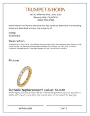 Vintage French 2.40 carat total weight diamond 18k yellow gold wedding band