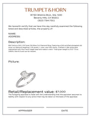 French GIA 1.19 carat diamond 18k white gold solitaire engagement ring