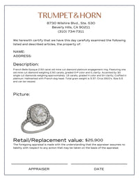 French Belle Epoque 2.50 carat old mine cut diamond platinum engagement ring
