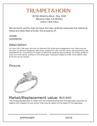 Art Deco GIA 1.58 carat old mine cut diamond 14k white gold engagement ring