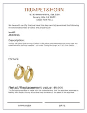 Vintage Italian 18k yellow gold hoop earrings