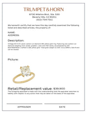Vintage GIA 3.01 carat cushion cut diamond 18k yellow gold engagement ring