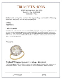 Edwardian GIA 5.04 carat old mine cut diamond 18k yellow gold engagement ring