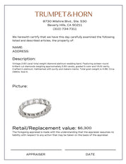 Vintage 2.60 carat total weight diamond platinum wedding band