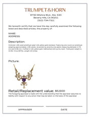 Victorian 1.95 carat amethyst pearl 14k yellow gold necklace