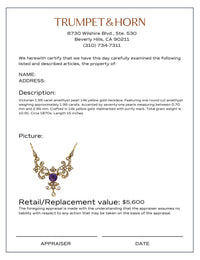 Victorian 1.95 carat amethyst pearl 14k yellow gold necklace