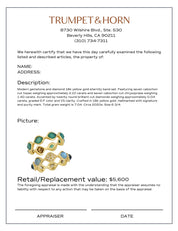 Modern gemstone and diamond 18k yellow gold eternity band set