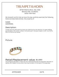 Vintage opal 14k yellow gold five stone ring