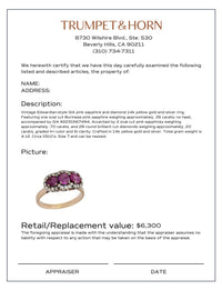 Vintage GIA 1.05 carat Burma no heat pink sapphire 14k yellow gold 3 stone ring