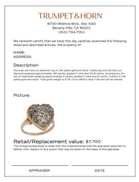 Victorian 2.85 carat total weight diamond 14k gold silver heart locket ring