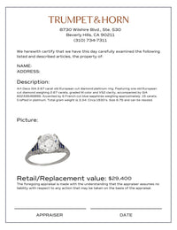 Art Deco GIA 2.67 carat old European diamond sapphire platinum engagement ring