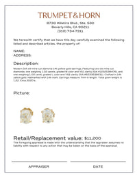 GIA 2.02 carat total weight diamond 14k yellow gold stud earrings