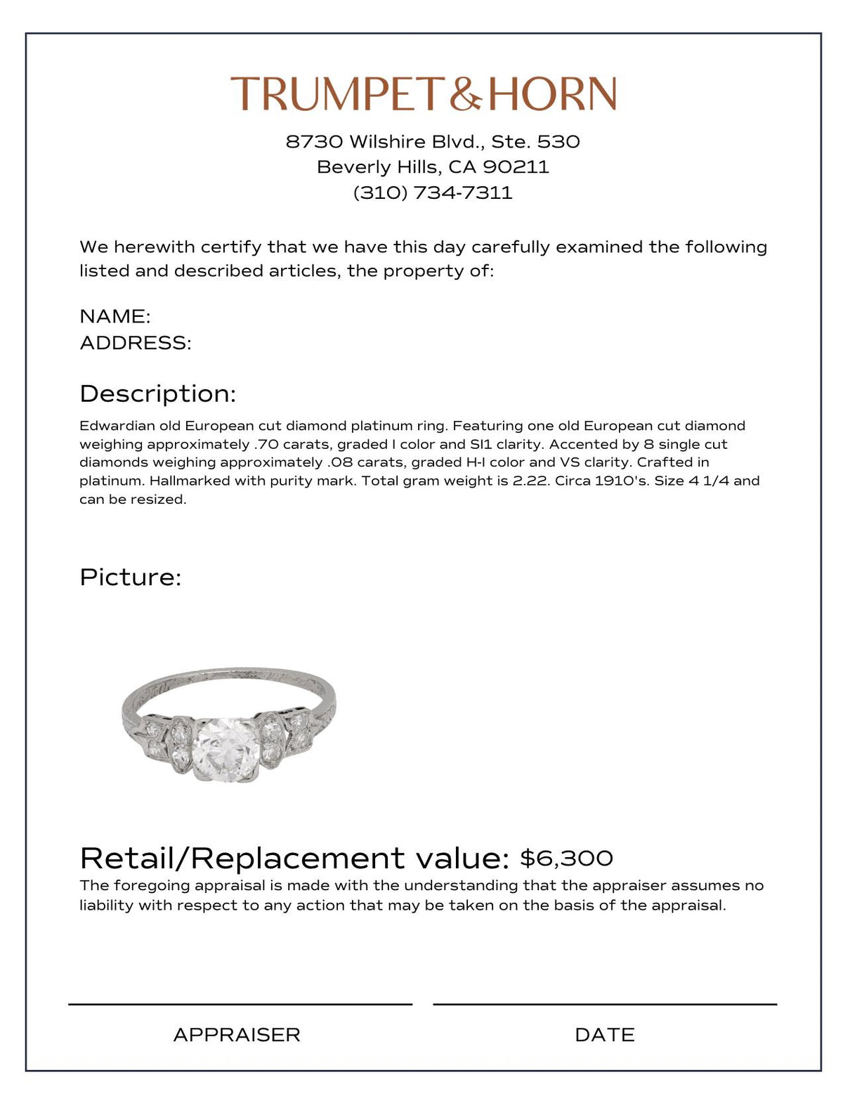 Edwardian diamond platinum engagement ring