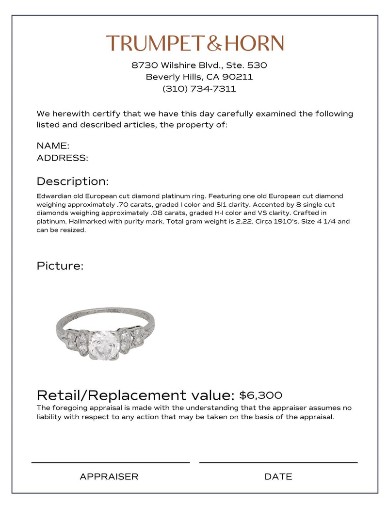 Edwardian diamond platinum engagement ring
