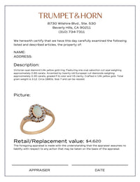 Victorian opal diamond 14k yellow gold swirl ring
