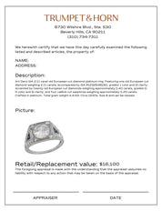 Art Deco GIA 2.11 carat diamond sapphire platinum engagement ring