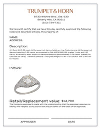 Art Deco GIA 1.62 carat diamond platinum engagement ring
