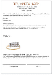Vintage diamond 14k yellow and white gold two row ring
