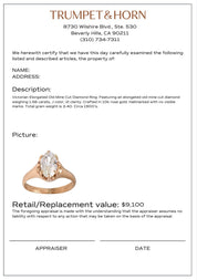 Victorian GIA 1.56 carat old mine cut diamond 10k rose gold engagement ring