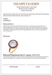 Belle Époque French GIA 2.92 carat diamond ruby 18k yellow gold ring