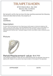 Art Deco GIA 1.65 carat diamond platinum engagement ring
