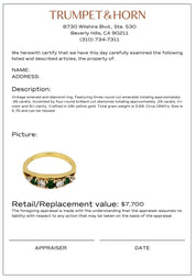 Vintage emerald diamond 18k yellow gold band