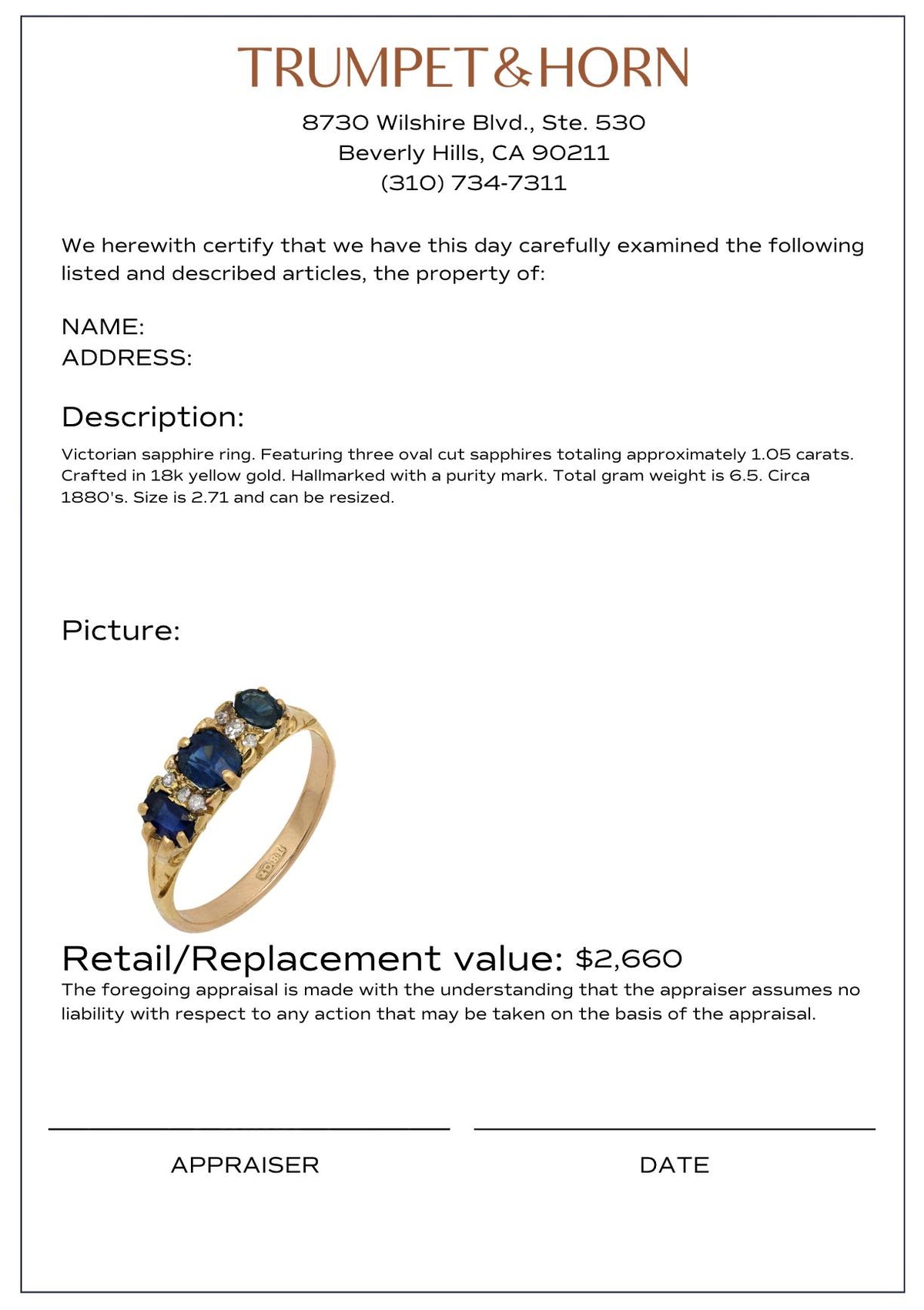Victorian sapphire 18k yellow gold 3 stone ring