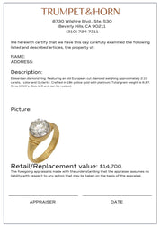 Edwardian 2.10 carat old European cut diamond 18k yellow gold engagement ring