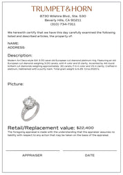 Modern GIA 3.00 carat diamond Art Deco style engagement ring