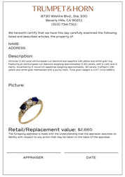 Victorian diamond sapphire 14k yellow gold 3 stone ring
