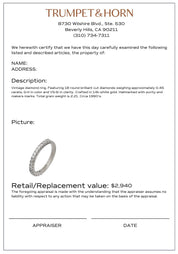 Vintage diamond 14k white gold half eternity band