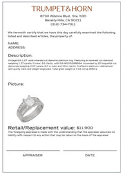 GIA 1.27 carat emerald cut diamond platinum engagement ring