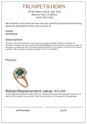 Victorian GIA Colombian emerald diamond 18k rose gold cluster ring