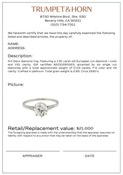 Art Deco GIA 1.81 carat diamond platinum engagement ring
