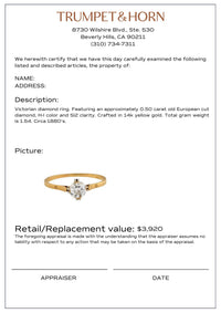 Victorian diamond 14k yellow gold solitaire engagement ring