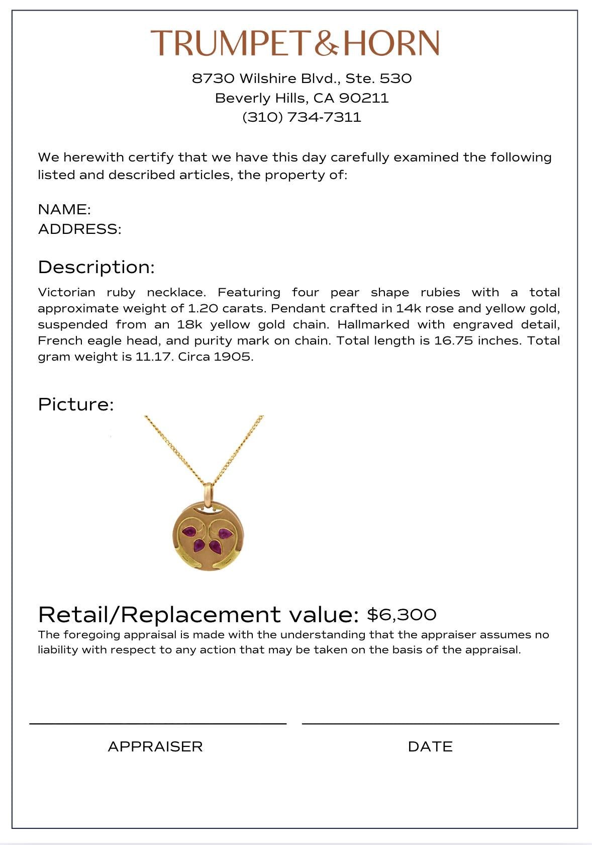 Victorian ruby 14k yellow and rose gold locket pendant necklace