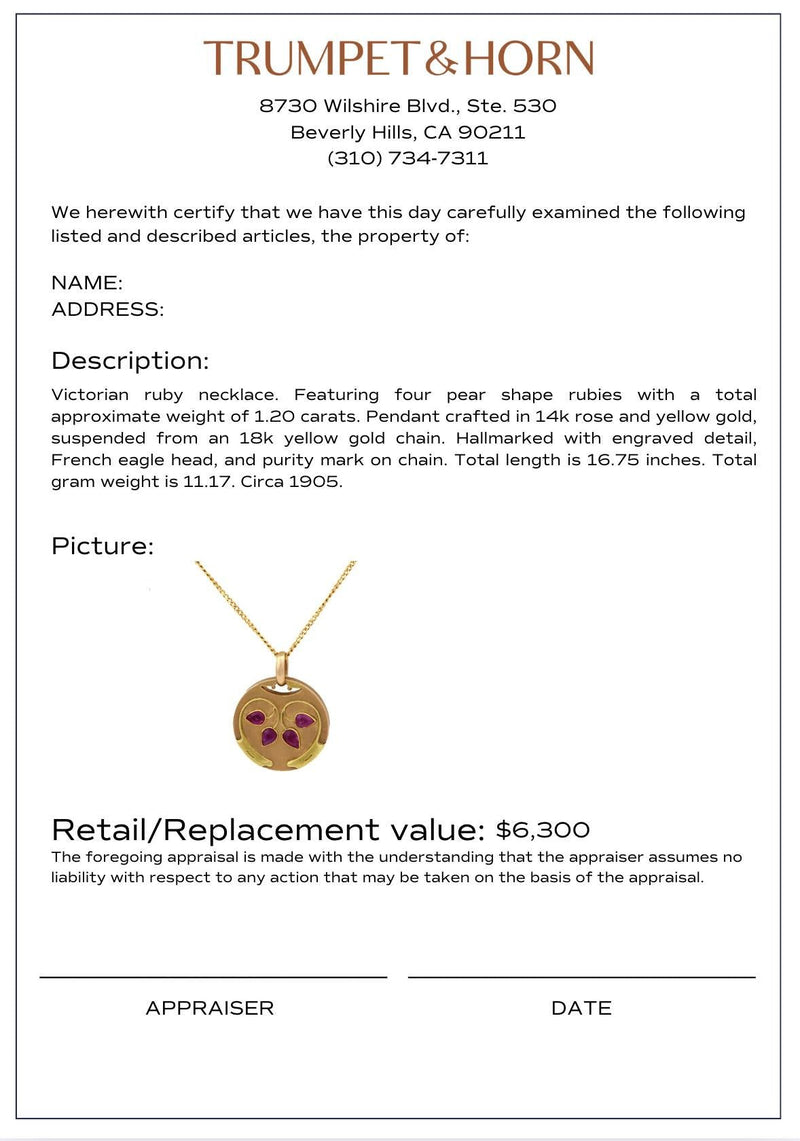 Victorian ruby 14k yellow and rose gold locket pendant necklace