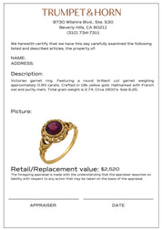 Victorian French garnet 18k yellow gold ring
