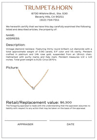 Vintage Italian diamond platinum 14k rose gold circular pendant necklace