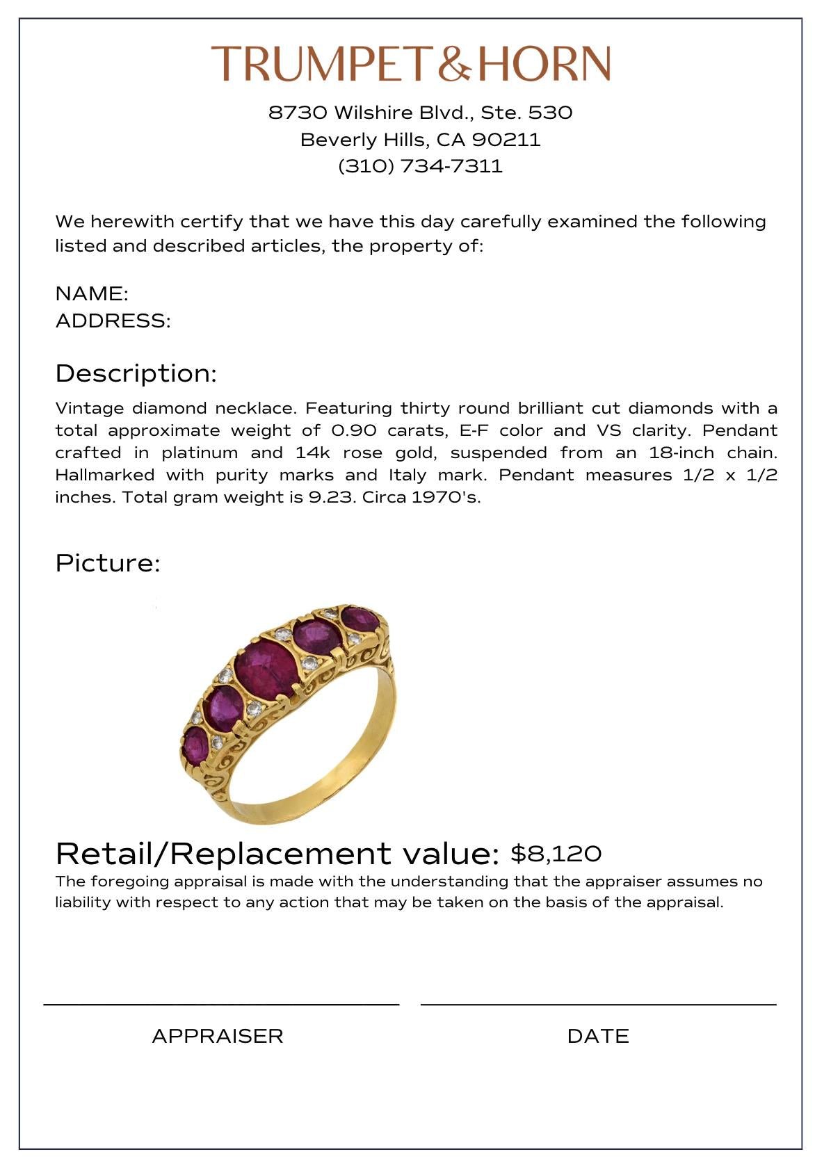 French Victorian 2.20 carat ruby 18k yellow gold 5 stone ring
