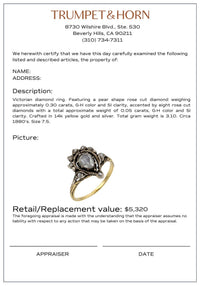 Victorian rose cut diamond 14k yellow gold and silver ring