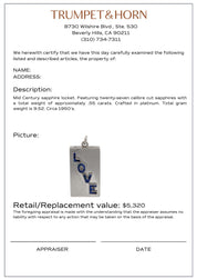 Mid Century sapphire platinum "Love" locket