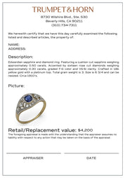 Edwardian sapphire diamond 18k yellow gold and platinum ring