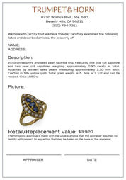 Victorian sapphire seed pearl 18k yellow gold navette ring